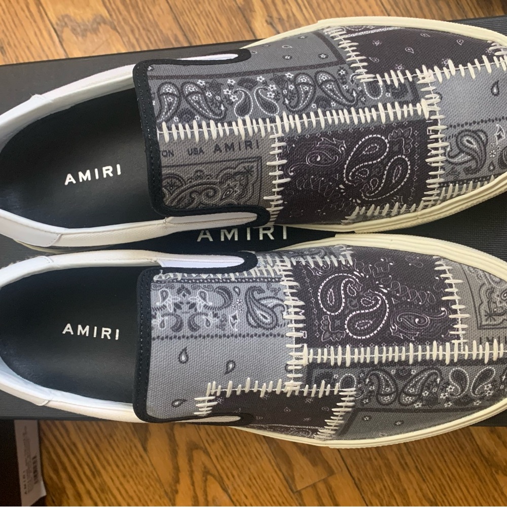 AMIRI Black and Gray Patterned Men's Loafers
